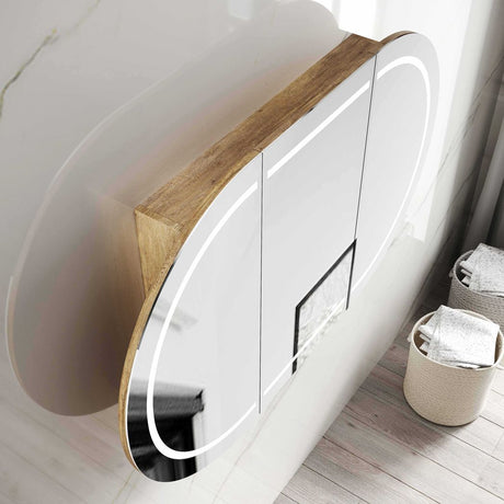 LED COOGEE Shaving Cabinet 1200mm Natural Oak (3 Colour Function)