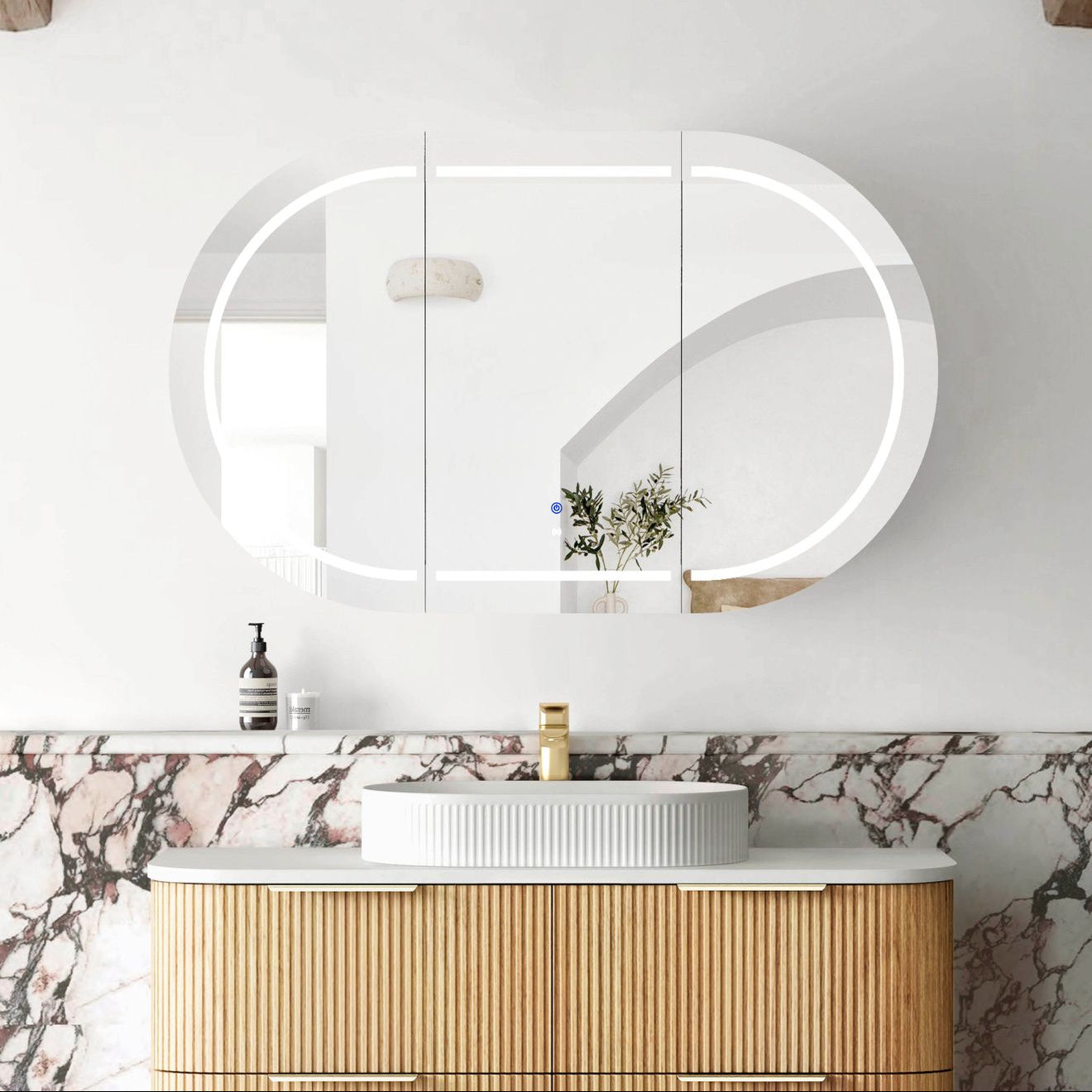LED COOGEE Shaving Cabinet 1200x750mm Woodland Oak (3 Colour Function)-Premium Edition