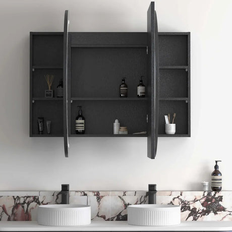 LED COOGEE Shaving Cabinet 1500mm Black Oak (3 Colour Function)