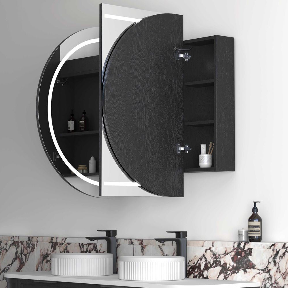 LED COOGEE Shaving Cabinet 1500mm Black Oak (3 Colour Function)