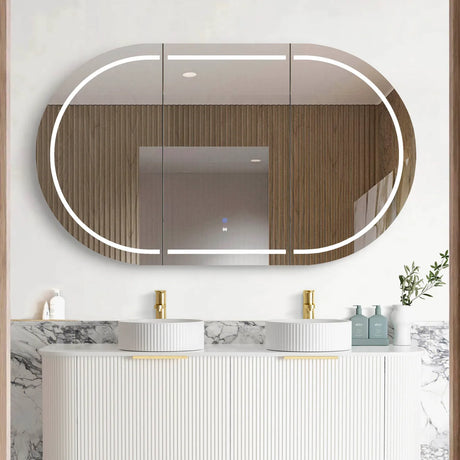 LED COOGEE Shaving Cabinet 1500mm Matte White (3 Colour Function)
