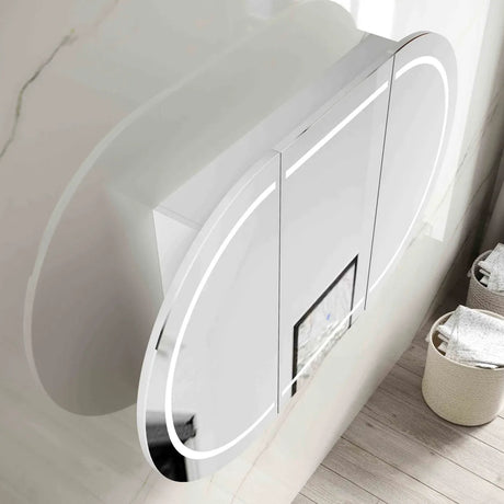 LED COOGEE Shaving Cabinet 1500mm Matte White (3 Colour Function)