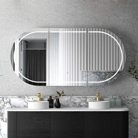 LED COOGEE Shaving Cabinet 1800mm Black Oak (3 Colour Function)