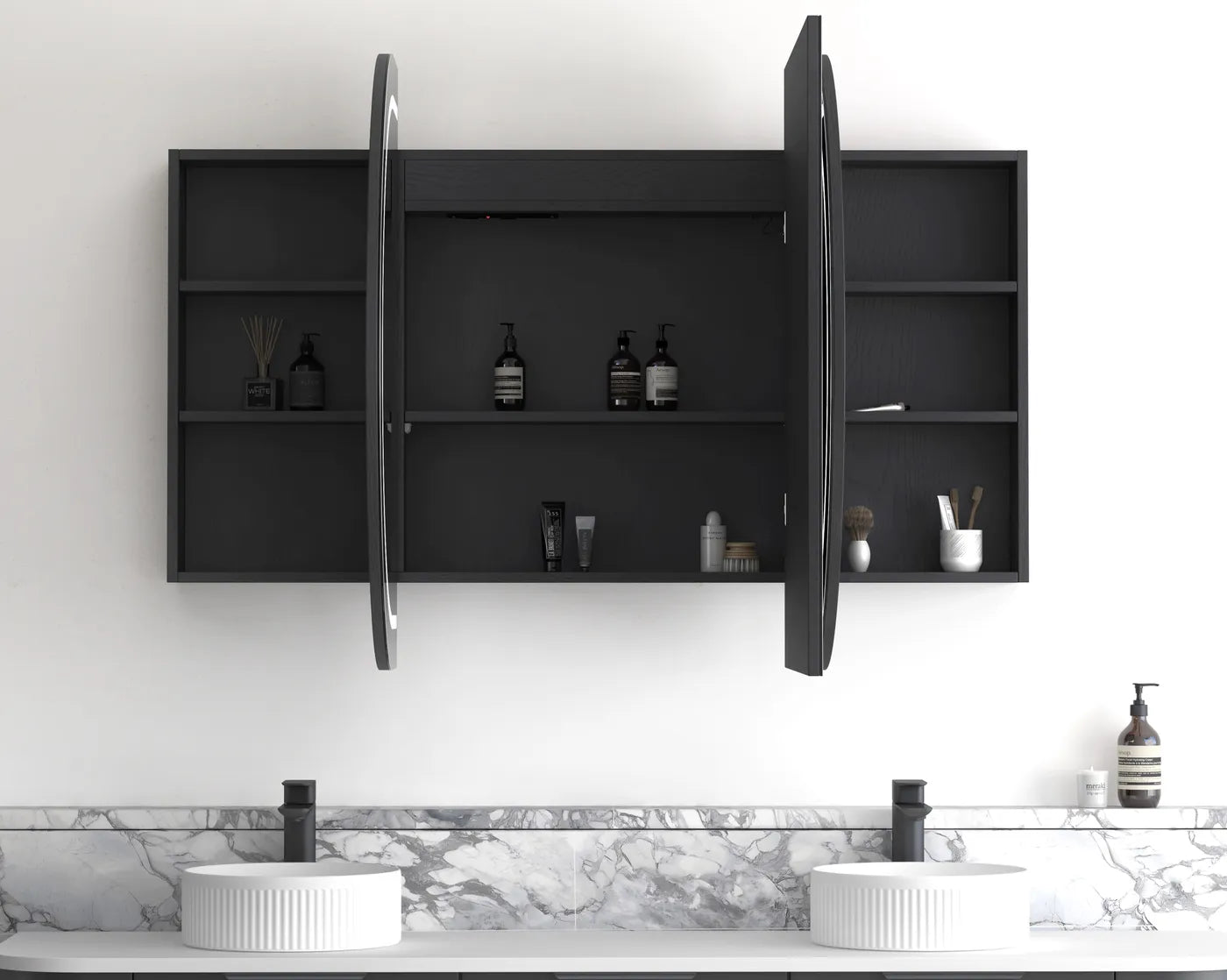 LED COOGEE Shaving Cabinet 1800mm Black Oak (3 Colour Function)