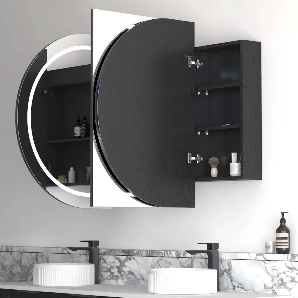 LED COOGEE Shaving Cabinet 1800mm Black Oak (3 Colour Function)