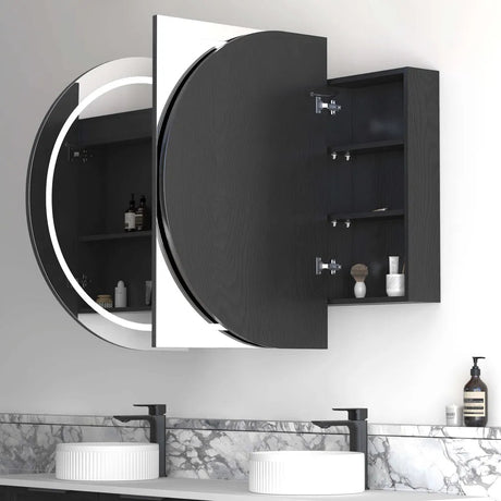 LED COOGEE Shaving Cabinet 1800mm Black Oak (3 Colour Function)