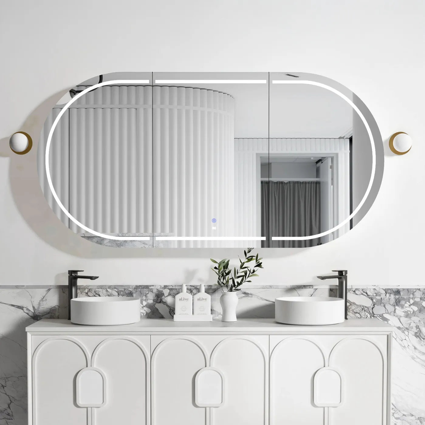 LED COOGEE Shaving Cabinet 1800mm Matte White (3 Colour Function)