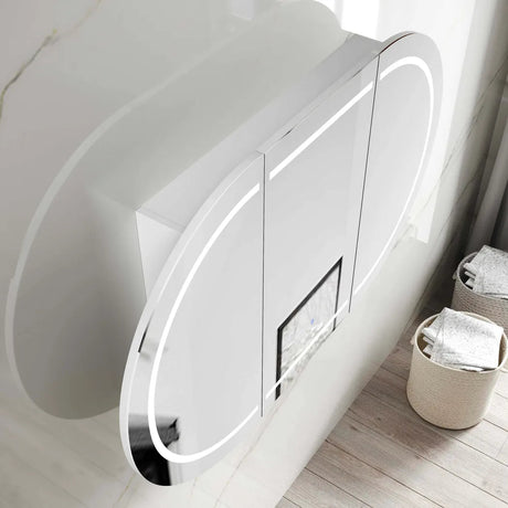 LED COOGEE Shaving Cabinet 1800mm Matte White (3 Colour Function)