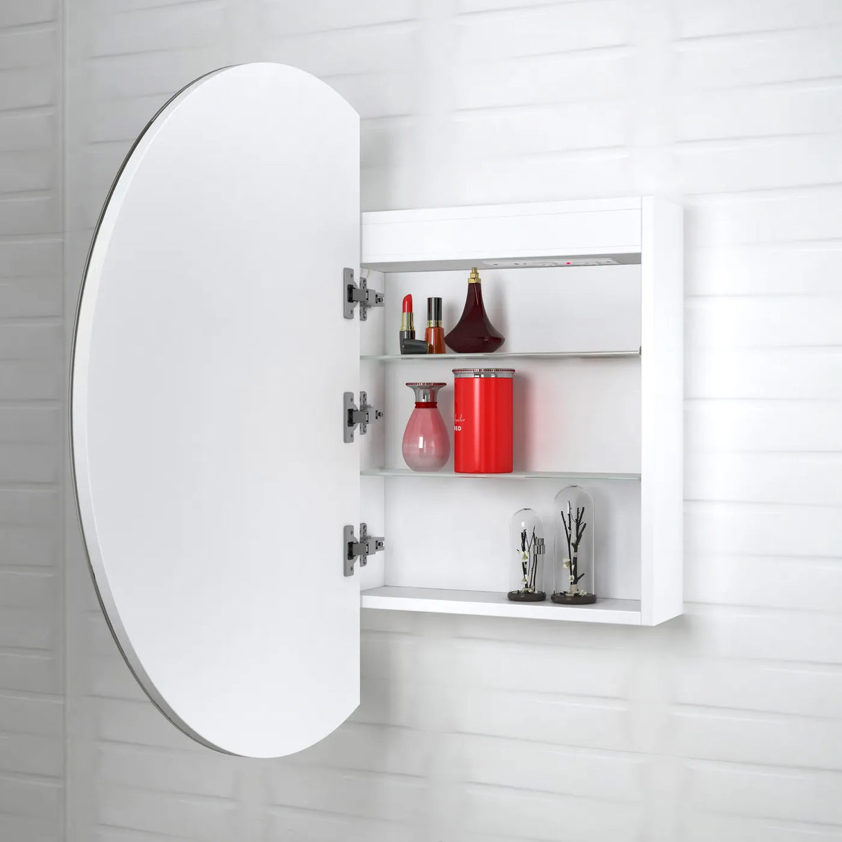 LED LONDON Shaving Cabinet 800mm Matte White (3 Colour Function)