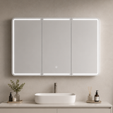 Marcoola Front-Lit LED Shaving Cabinet Matte White- 900/1200x750mm