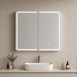 Marcoola Front-Lit LED Shaving Cabinet Matte White- 900/1200x750mm