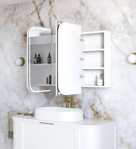 LED NEWPORT Shaving Cabinet 1200mm Matte White (3 Colour Function)