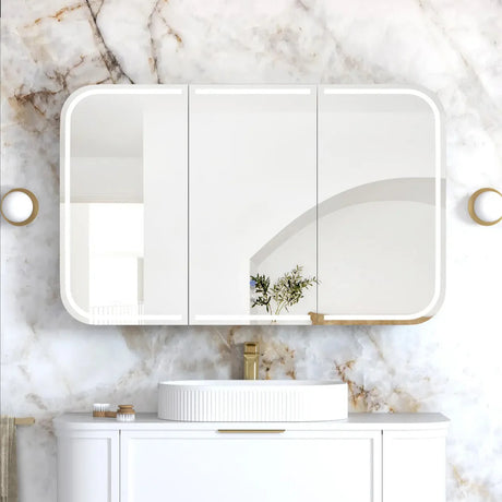 LED NEWPORT Shaving Cabinet 1200mm Matte White (3 Colour Function)