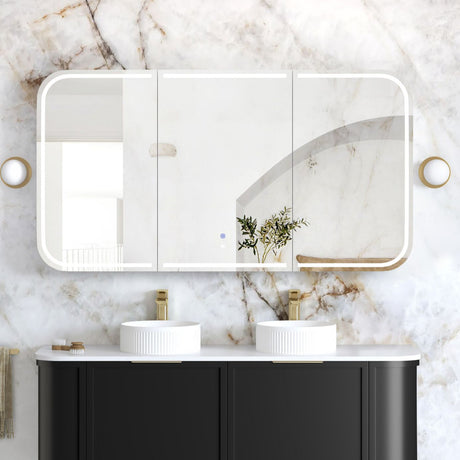 LED NEWPORT Shaving Cabinet 1500mm Black Oak - Premium Edition