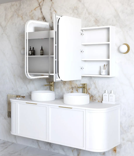 LED NEWPORT Shaving Cabinet 1500mm Matte White (3 Colour Function)