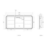 LED NEWPORT Shaving Cabinet 1500mm (3 Colour Function)-Drawing