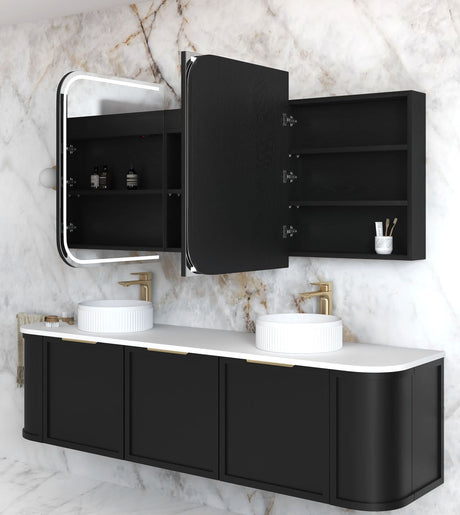 LED NEWPORT Shaving Cabinet 1800mm Black Oak