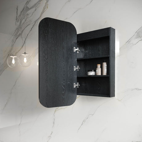 LED NEWPORT Shaving Cabinet 900mm Black Oak (3 Colour Function)