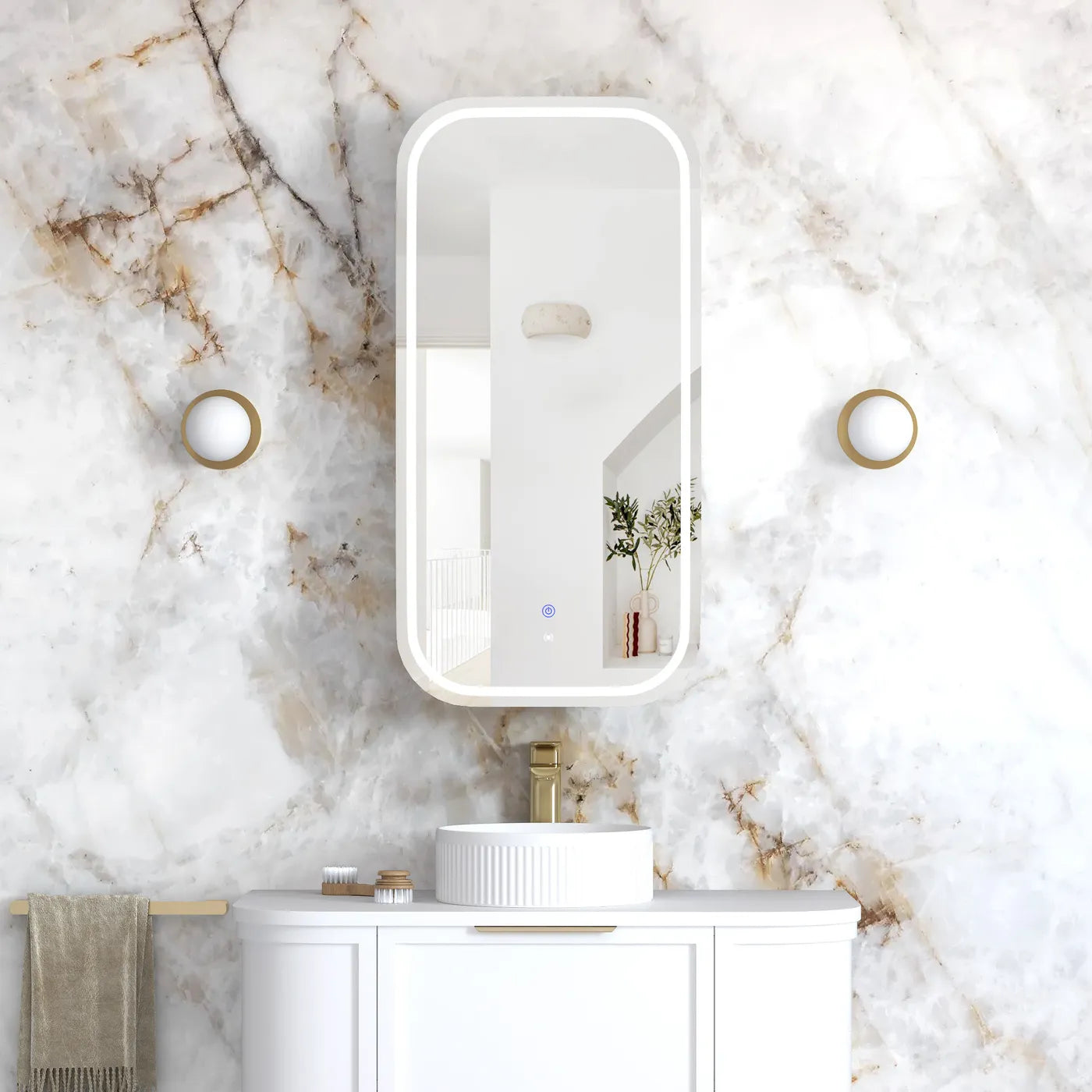 LED NEWPORT Shaving Cabinet 900mm Matte White (3 Colour Function)
