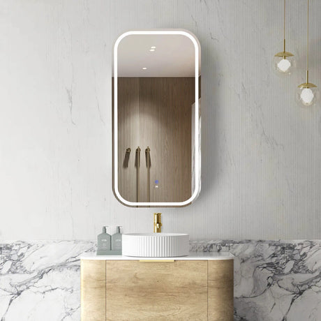 LED NEWPORT Shaving Cabinet 900mm Natural Oak (3 Colour Function)