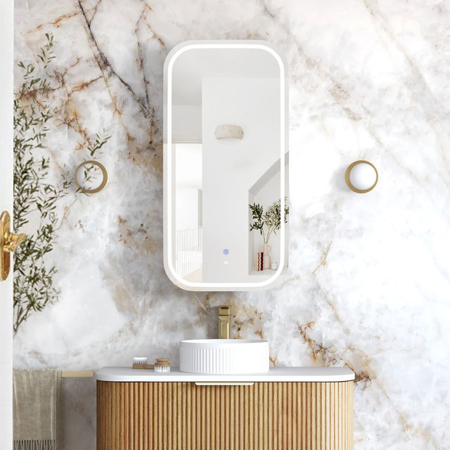 LED NEWPORT Shaving Cabinet 900mm Woodland Oak (3 Colour Function) - Premium Edition