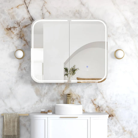 LED NEWPORT Shaving Cabinet 900x750mm Matte White (3 Colour Function)