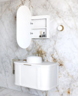 LED NOOSA Shaving Cabinet 900mm Matte White (3 Colour Function)