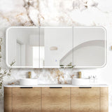 LED Newport Soft Square Natural Oak Shaving Cabinet - Premium Edition (Optional Sizes)
