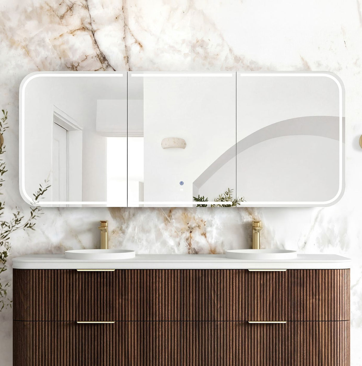 LED Newport Soft Square Sable Walnut Shaving Cabinet -Premium Edition (Optional Sizes)