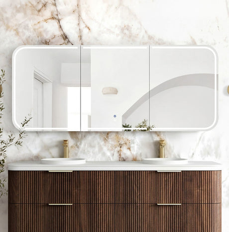 LED Newport Soft Square Sable Walnut Shaving Cabinet -Premium Edition (Optional Sizes)