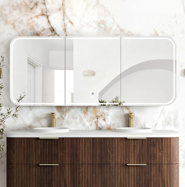 LED Newport Soft Square Sable Walnut Shaving Cabinet -Premium Edition (Optional Sizes)