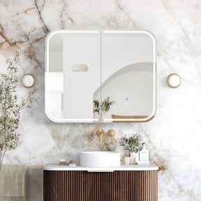 LED Newport Soft Square Sable Walnut Shaving Cabinet -Premium Edition (Optional Sizes)