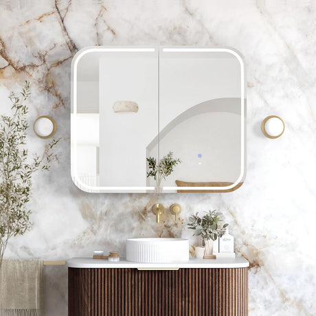 LED Newport Soft Square Sable Walnut Shaving Cabinet -Premium Edition (Optional Sizes)
