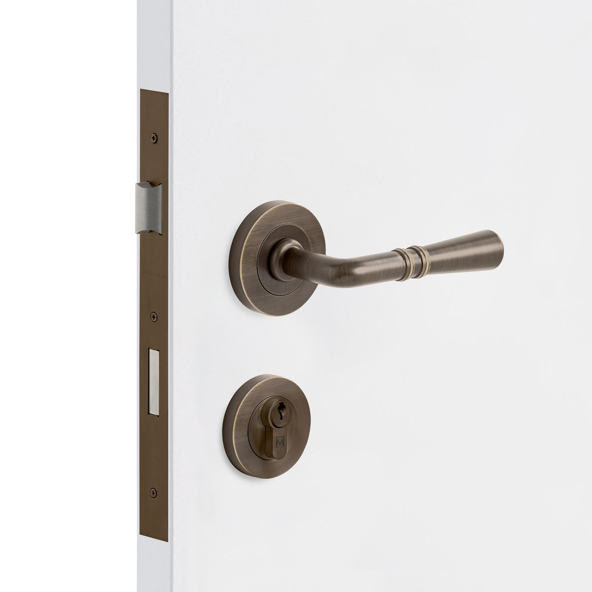 Manovella Entrance Door Kit- Lexton-Aged Brass