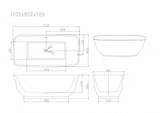 Libra Freestanding Gloss White Bathtub With Non-Overflow (1700mm)