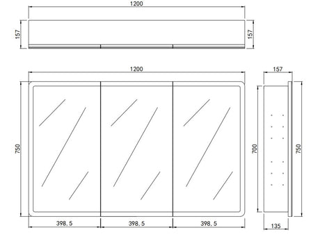 LED Avola PVC Mirror Cabinet - Matte White