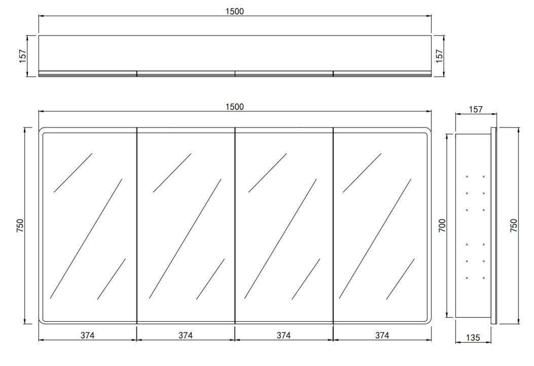 LED Avola PVC Mirror Cabinet - Matte White