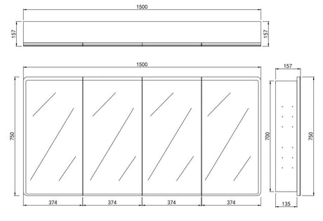LED Avola PVC Mirror Cabinet - Matte White