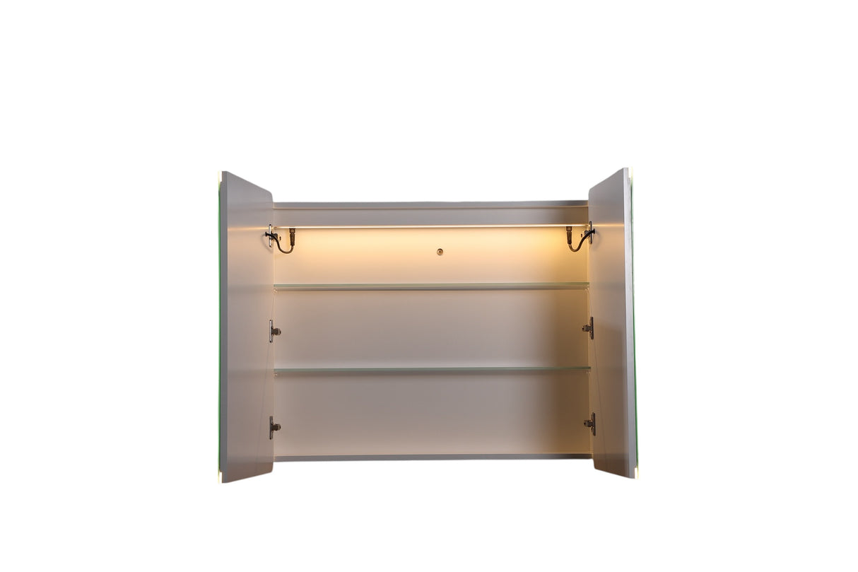 LED Avola PVC Mirror Cabinet - Matte White