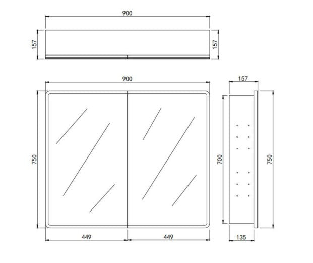 LED Avola PVC Mirror Cabinet - Matte White