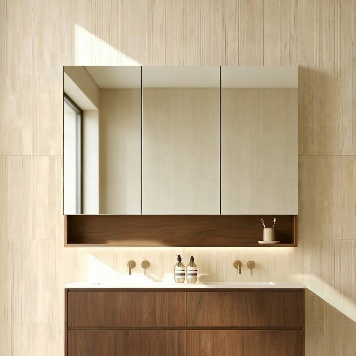 LUKKA Clark Plywood Mirror Cabinet - Mocha Oak Matte