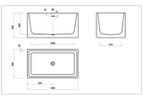 Crete Free Standing Bathtub With Overflow 1000-1300mm