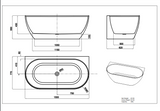 LUKKA Ellips Back To Wall Bathtub Non-Overflow (1500/1700mm)