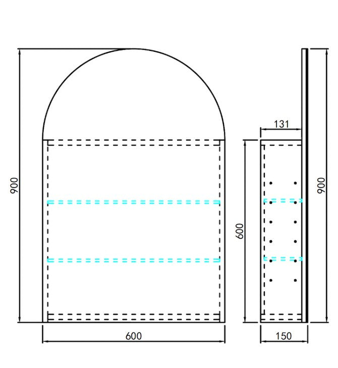 LUKKA LED Allison Arch Shaving Cabinet 900mm