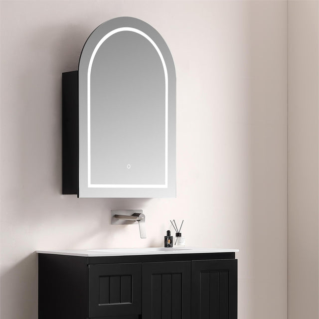 LUKKA LED Allison Arch Shaving Cabinet Matte Black 900mm