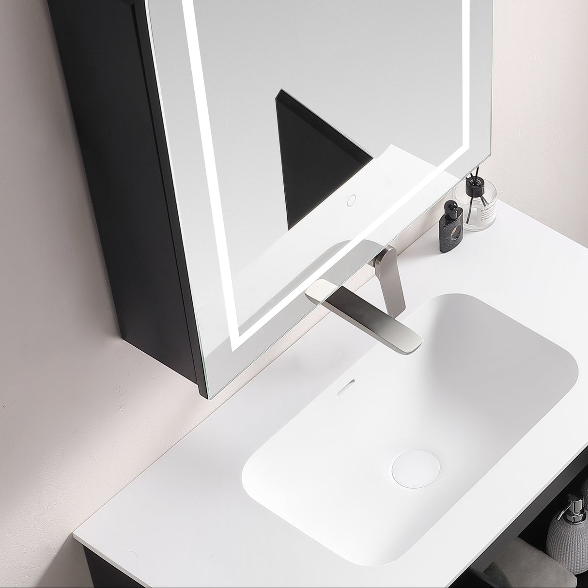 LUKKA LED Allison Arch Shaving Cabinet Matte Black 900mm