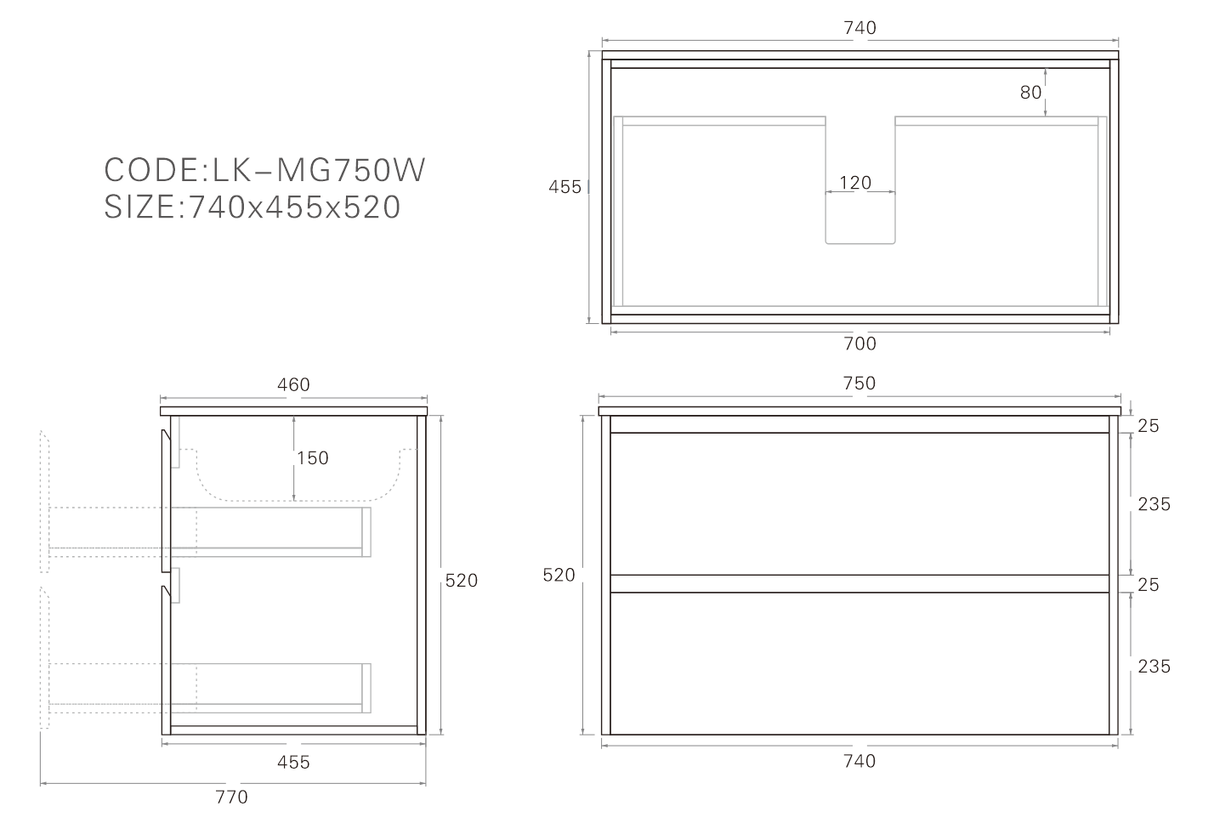 Lukka Gladstone Plywood Wall Hung Vanity - Sandy Oak (All Sizes)
