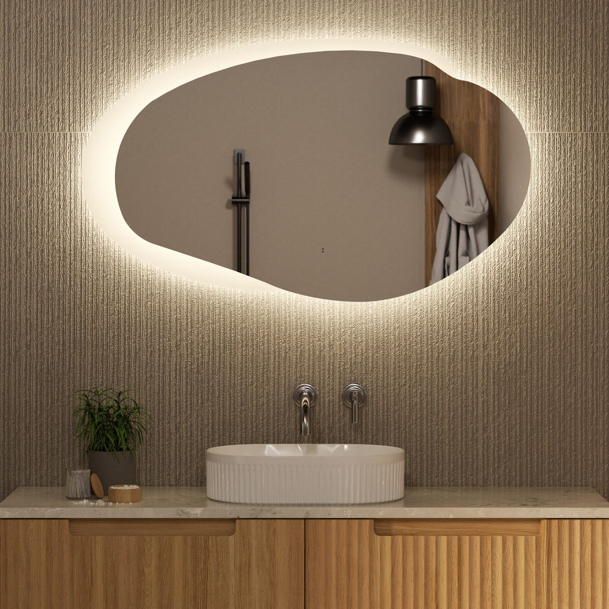 EVANSTON Back-Lit LED Asymmetric Frameless Mirror 1100x646mm