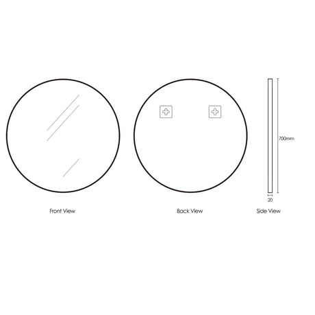 LONDON Round Framed Mirror 700x700mm