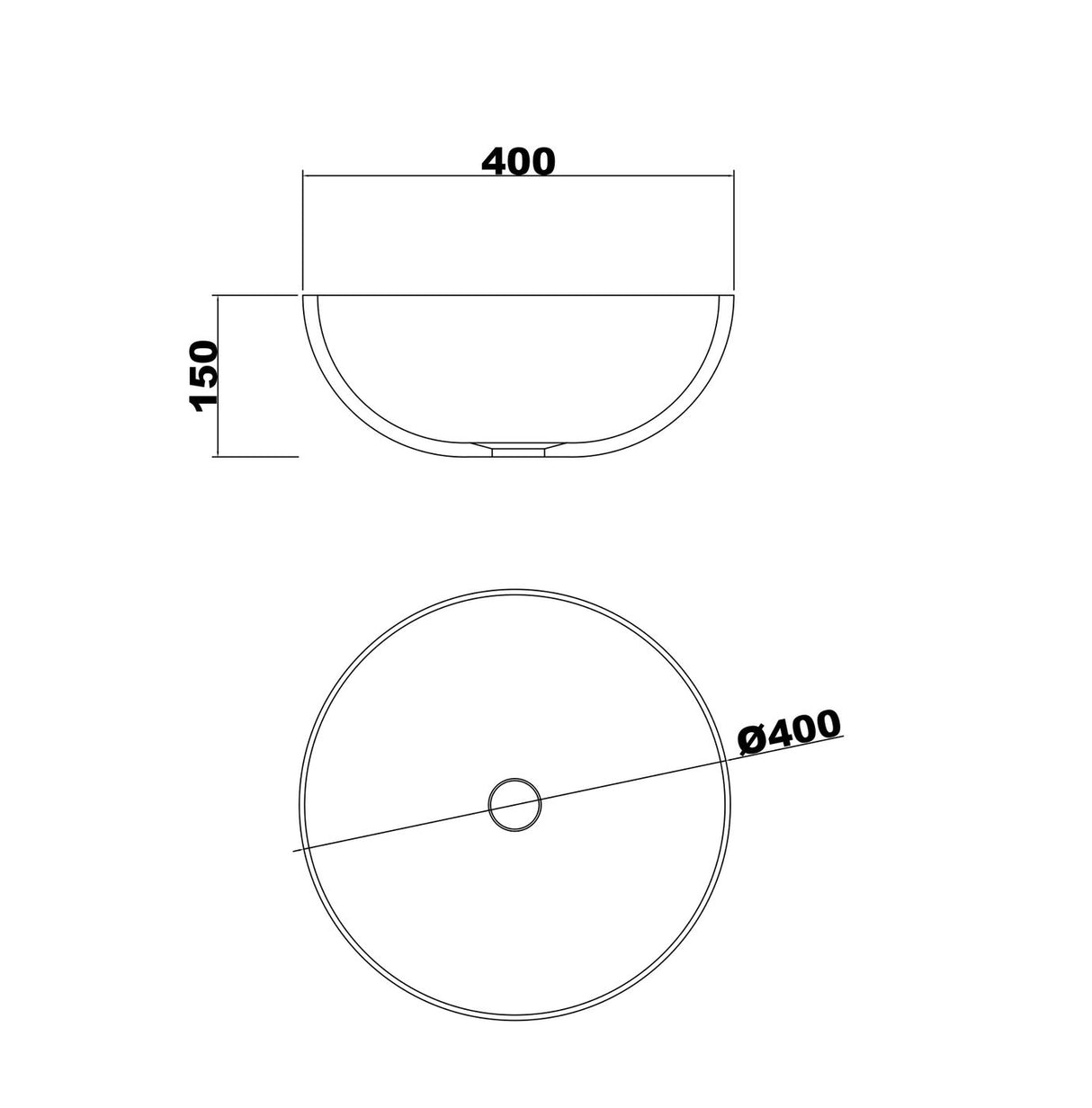 LONDON Solid Surface Matte White Basin (Round:400x400x150)